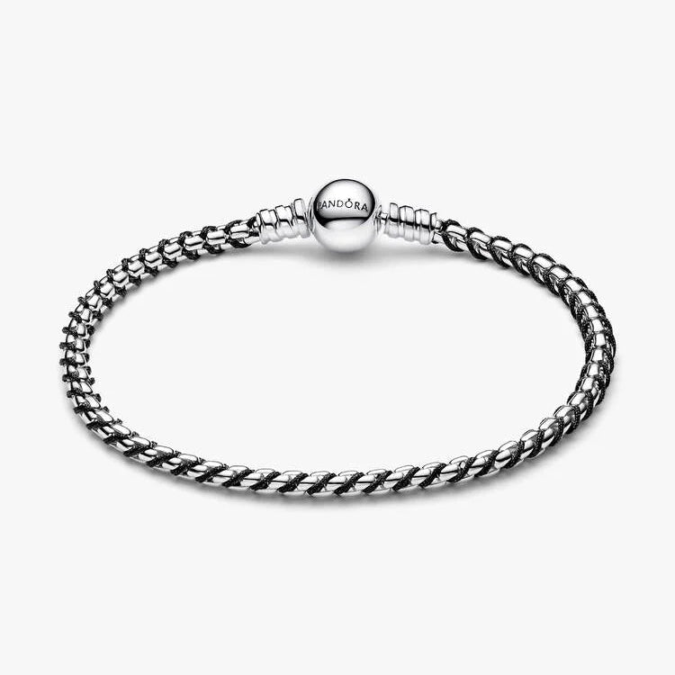 Pandora Black Cord Box Chain Bracelet