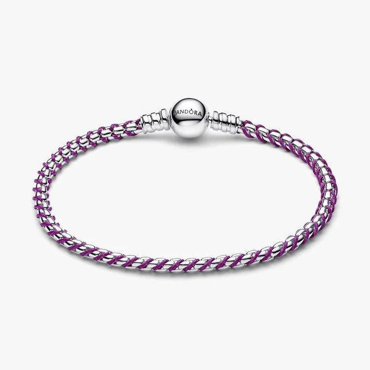 Pandora Purple Cord Box Chain Bracelet