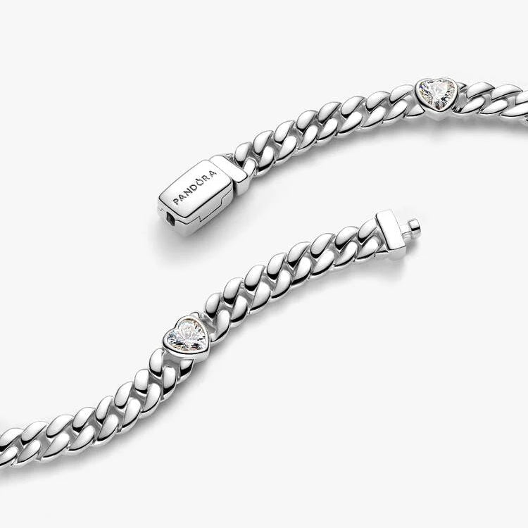 Pandora Heart Cuban Chain Bracelet