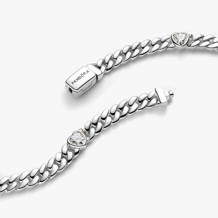 Pandora Heart Cuban Chain Bracelet