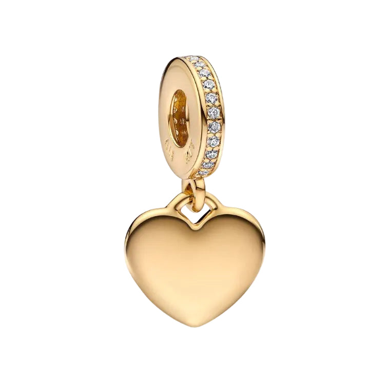 Pandora Engravable Heart Gold Tag Dangle Charm