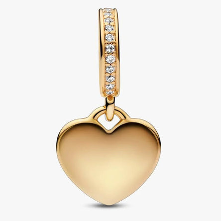 Pandora Engravable Heart Gold Tag Dangle Charm