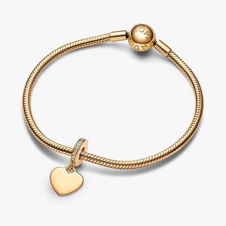 Pandora Engravable Heart Gold Tag Dangle Charm