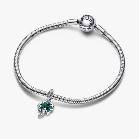 Pandora Opalescent Green Palm Tree Dangle Charm
