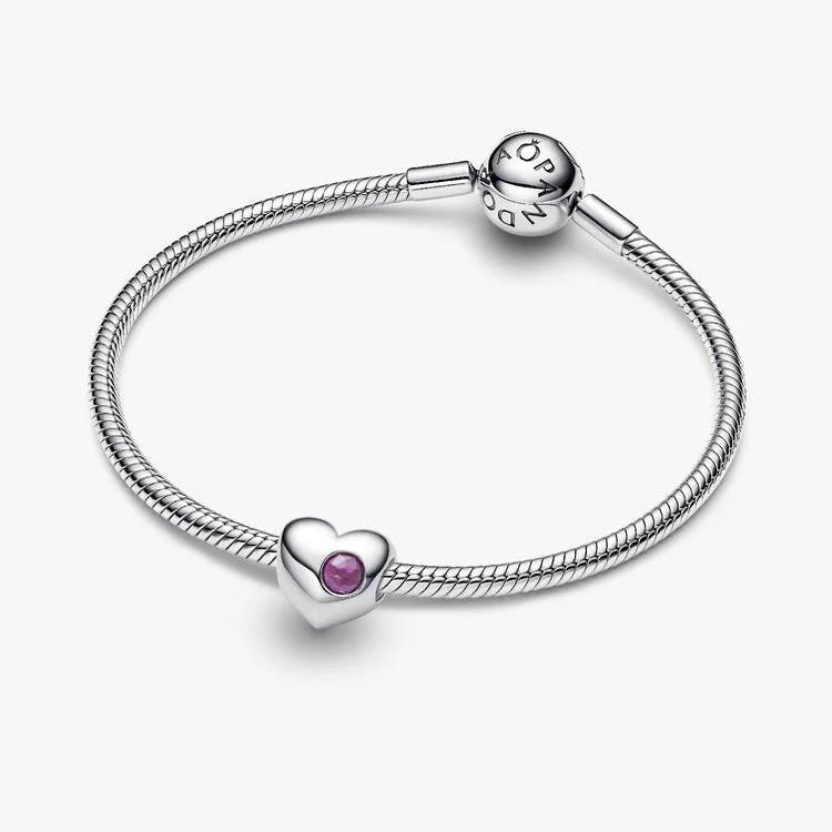 Pandora Engravable February Birthstone Heart Charm