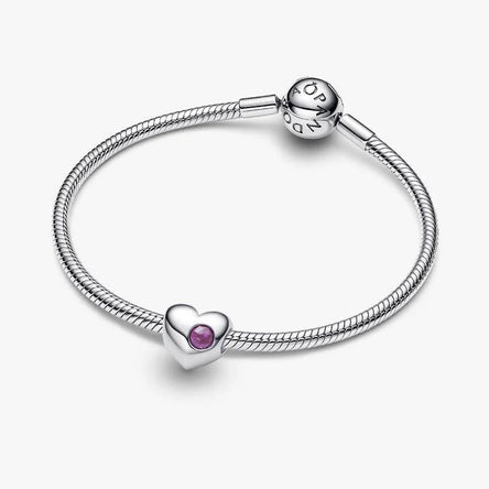 Pandora Engravable February Birthstone Heart Charm