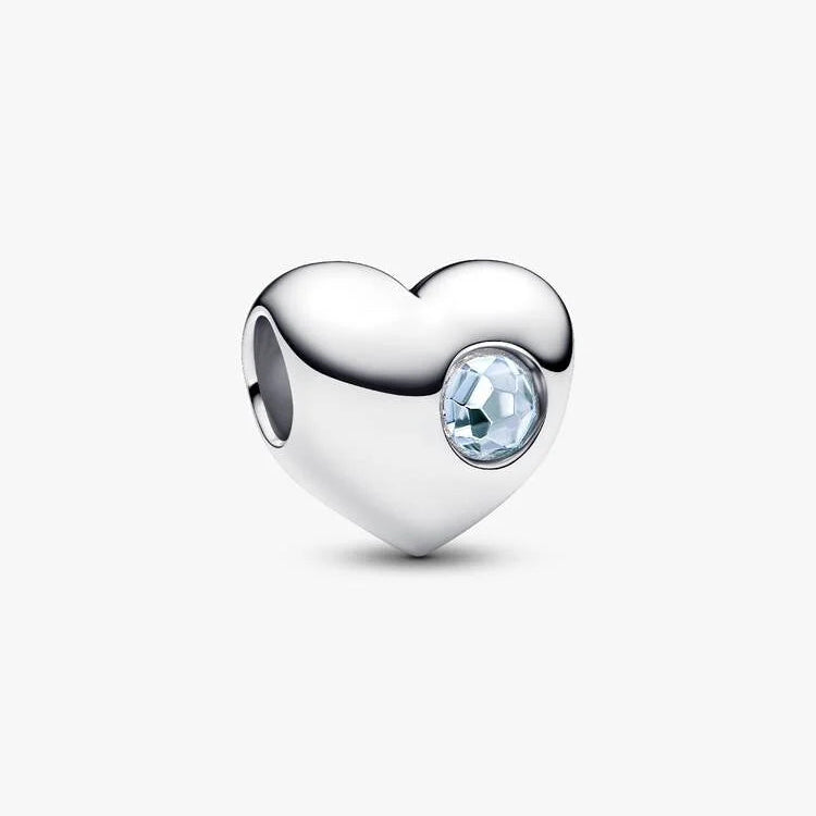 Pandora Engravable March Birthstone Heart Charm