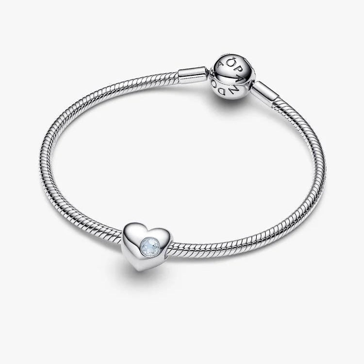 Pandora Engravable March Birthstone Heart Charm