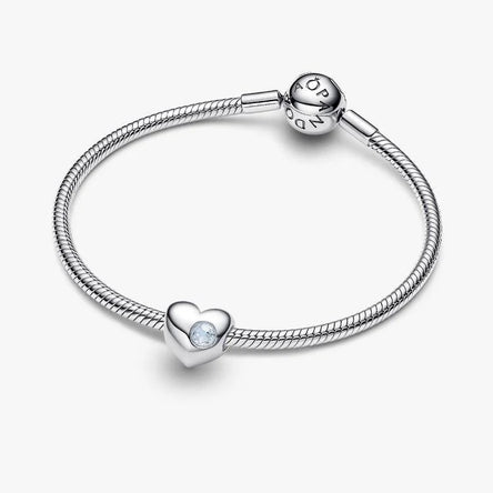 Pandora Engravable March Birthstone Heart Charm