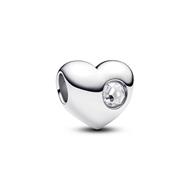 Pandora Engravable April Birthstone Heart Charm Sterling silver