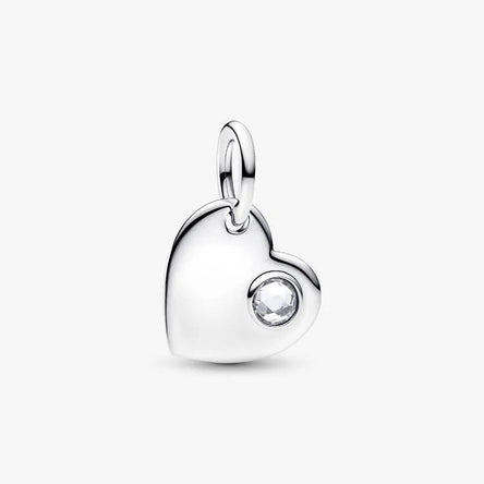 Pandora April Heart Clear Stone Dangle Charm