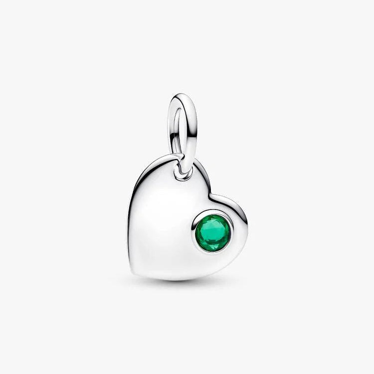 Pandora May Heart Green Stone Dangle Charm
