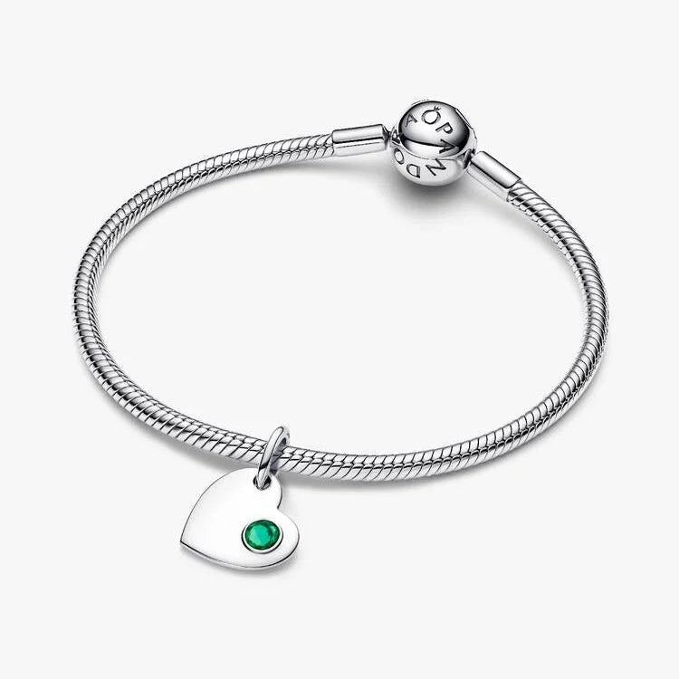 Pandora May Heart Green Stone Dangle Charm
