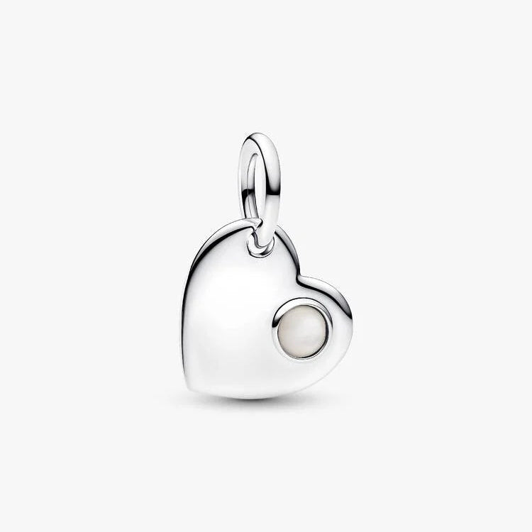 Pandora June Heart White Stone Dangle Charm