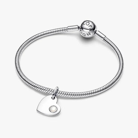 Pandora June Heart White Stone Dangle Charm