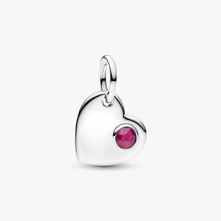 Pandora July Heart True Red Stone Dangle Charm