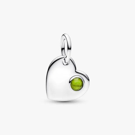 Pandora August Heart Spring Green Stone Dangle Charm