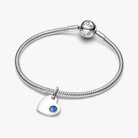 Pandora September Heart Blue Stone Dangle Charm