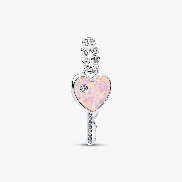 Pandora Opalescent Heart Key Dangle Charm