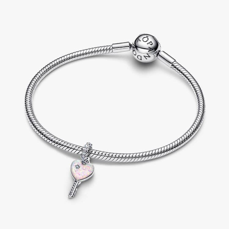 Pandora Opalescent Heart Key Dangle Charm