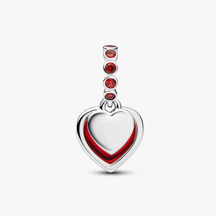 Pandora Red Murano Glass Heart Double Dangle Charm