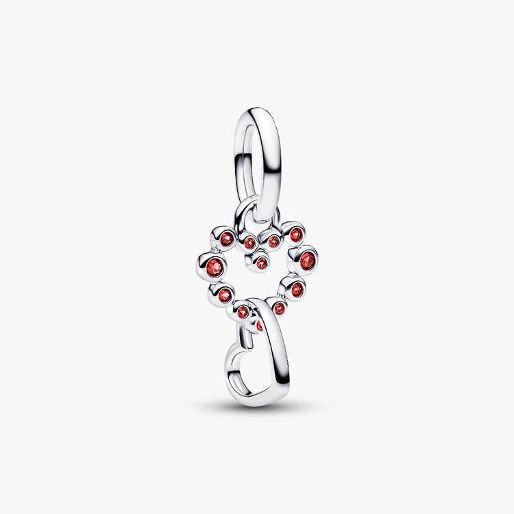 Pandora Connected Hearts & Red Stones Dangle Charm