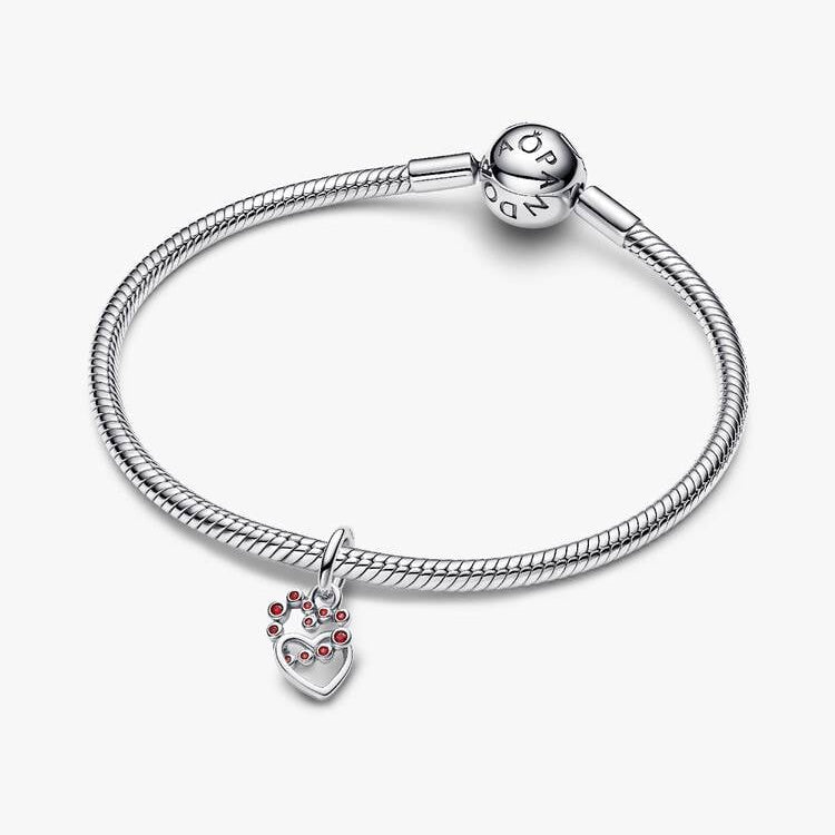 Pandora Connected Hearts & Red Stones Dangle Charm