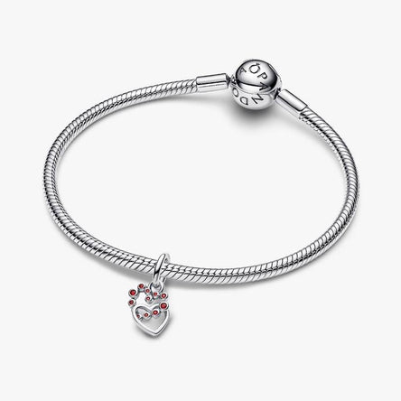 Pandora Connected Hearts & Red Stones Dangle Charm