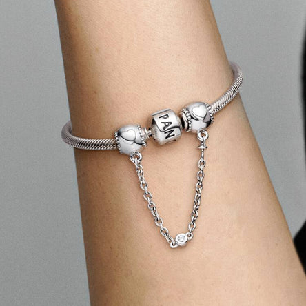 Pandora Embossed Hearts Safety Chain Charm