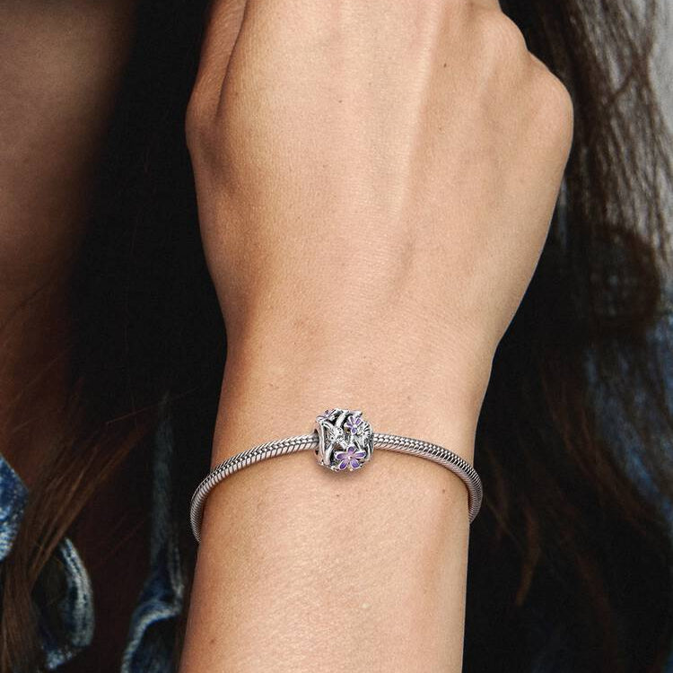 Pandora Openwork Purple Daisy Charm