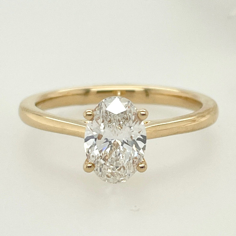 18ct Yellow Gold Oval Lab Diamond Solitaire Engagement Ring