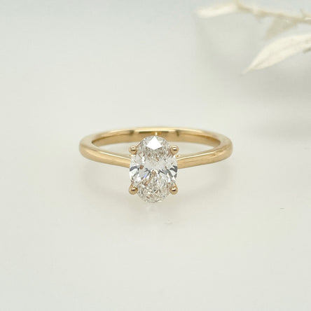 18ct Yellow Gold Oval Lab Diamond Solitaire Engagement Ring