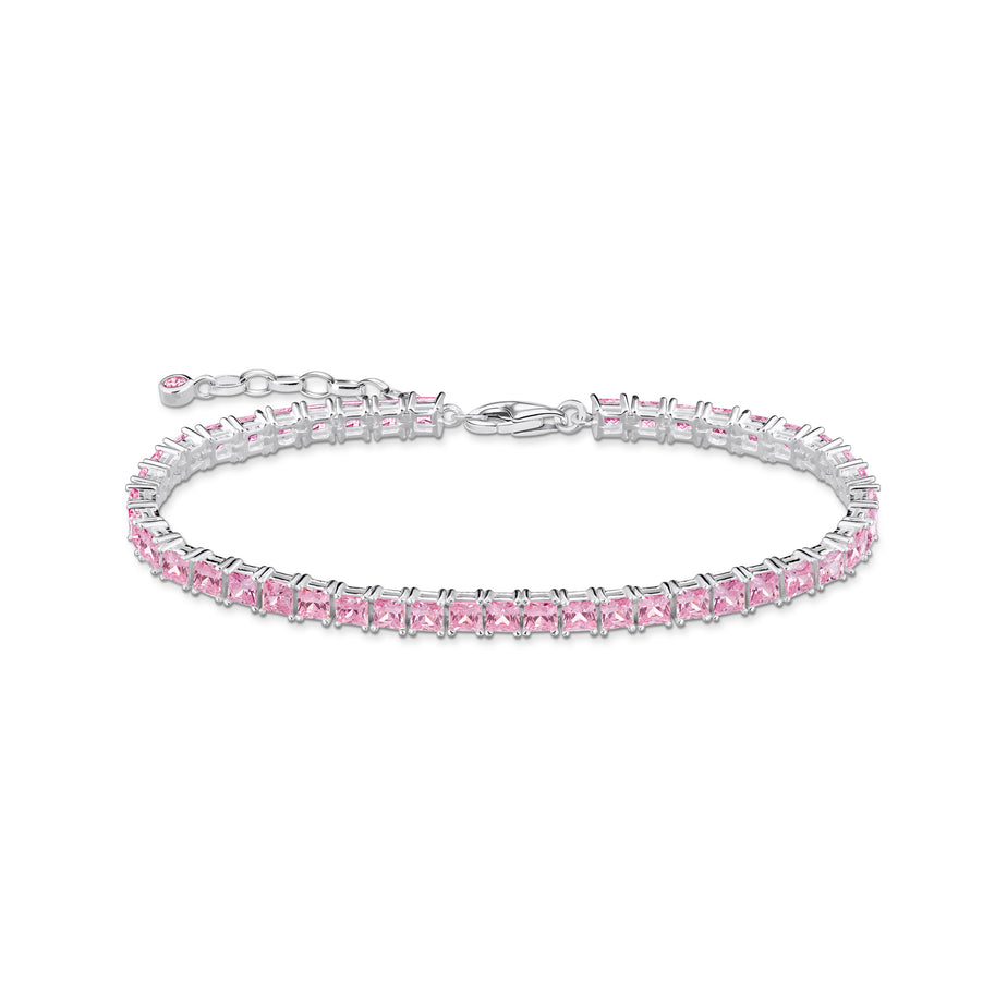 Thomas Sabo Silver Tennis Bracelet with Pink Stones