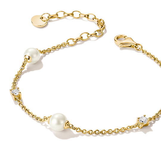 Thomas Sabo Gold Plated Pearl and Zirconia Chain Bracelet