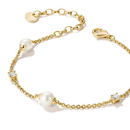 Thomas Sabo Gold Plated Pearl and Zirconia Chain Bracelet