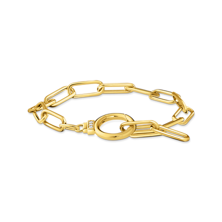 Thomas Sabo Gold Link Bracelet with Ring Clasp and Zirconia