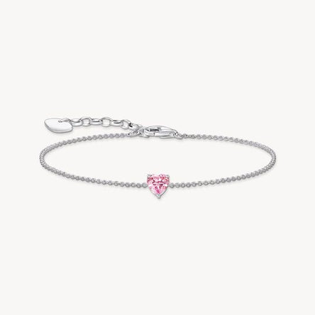 Thomas Sabo Silver bracelet with pink heart-shaped pendant