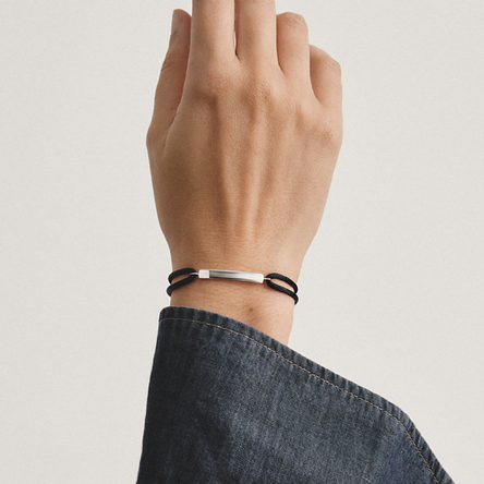 Thomas Sabo Black Textile Engravable Bridge Bracelet