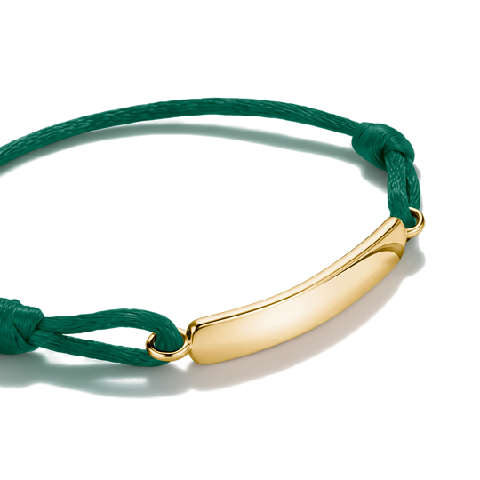 Thomas Sabo Green Textile Engravable Bridge Bracelet