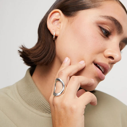 Uno De 50 Sterling Silver-plated Ring With Large Central Oval