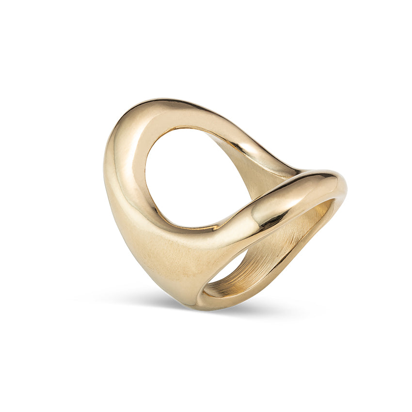 Uno De 50 18k Gold-plated Ring With Large Central Oval