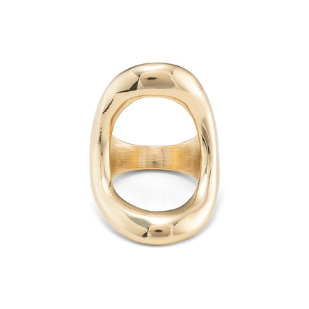 Uno De 50 18k Gold-plated Ring With Large Central Oval