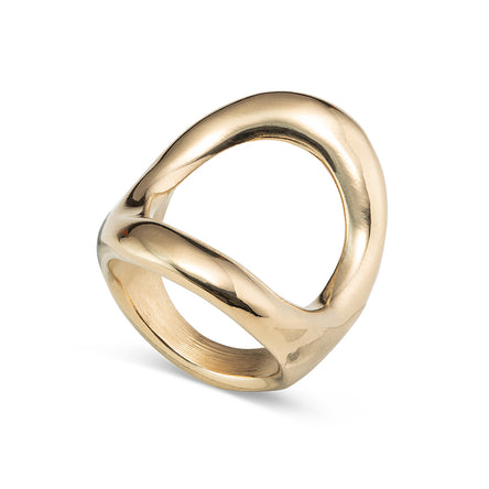 Uno De 50 18k Gold-plated Ring With Large Central Oval