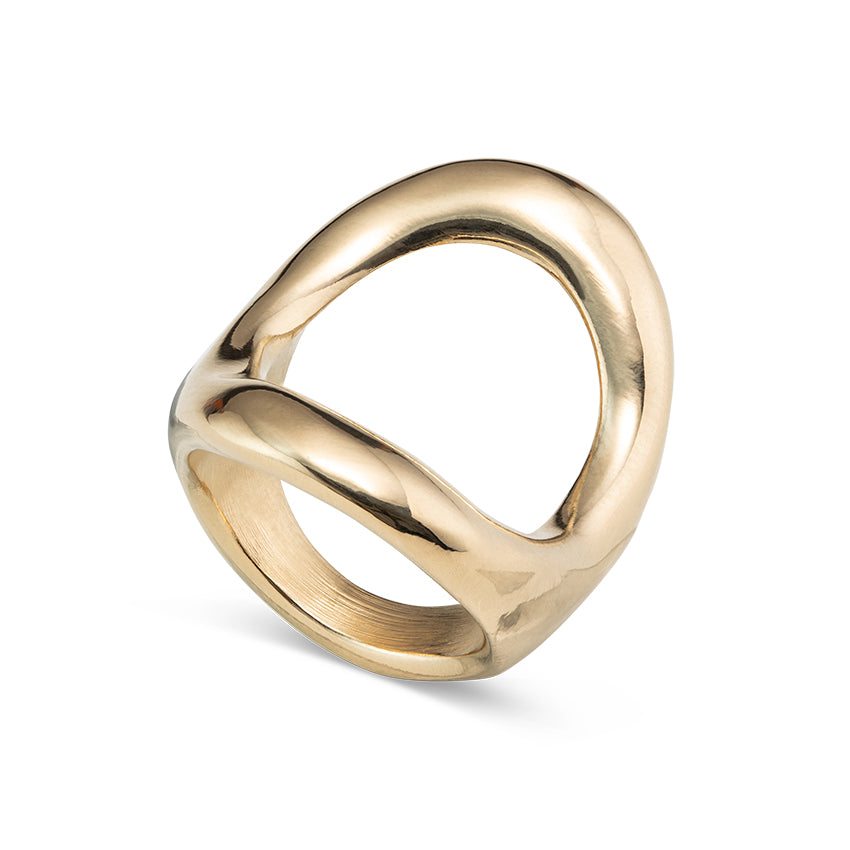 Uno De 50 18k Gold-plated Ring With Large Central Oval