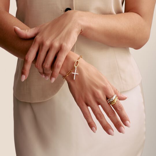 Thomas Sabo Silver With Stones Cross Connect Charm Pendant