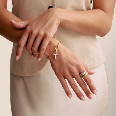 Thomas Sabo Silver With Stones Cross Connect Charm Pendant