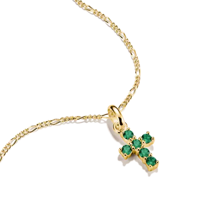 Thomas Sabo Gold Cross Charm with Green Stones
