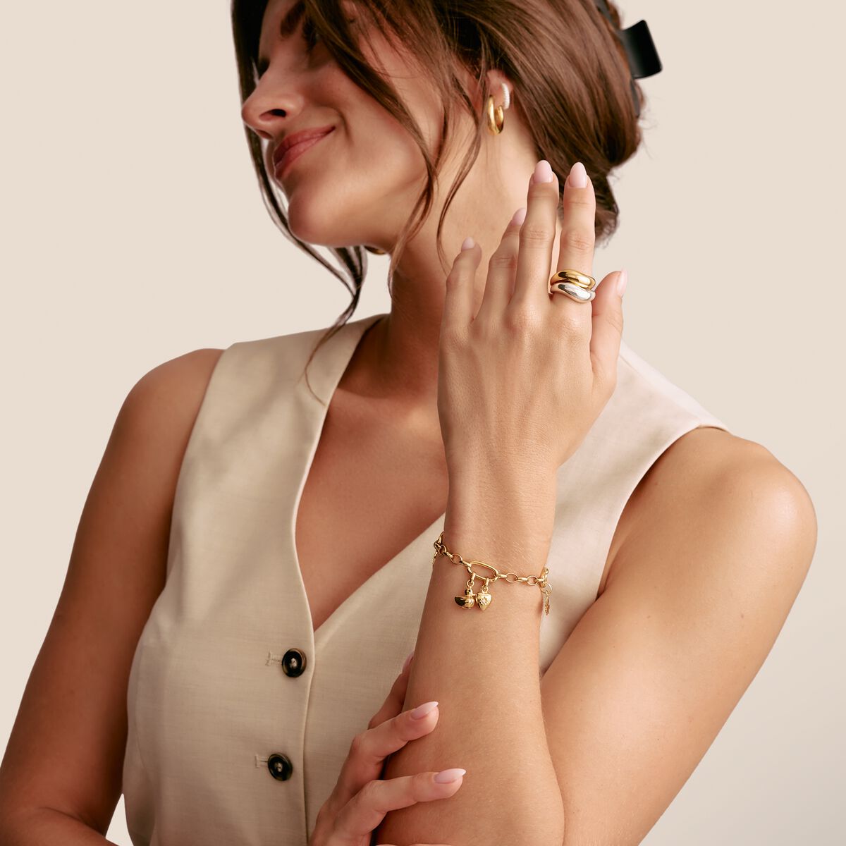 Thomas Sabo Gold-Plated Heart With Star Connect Charm Pendant