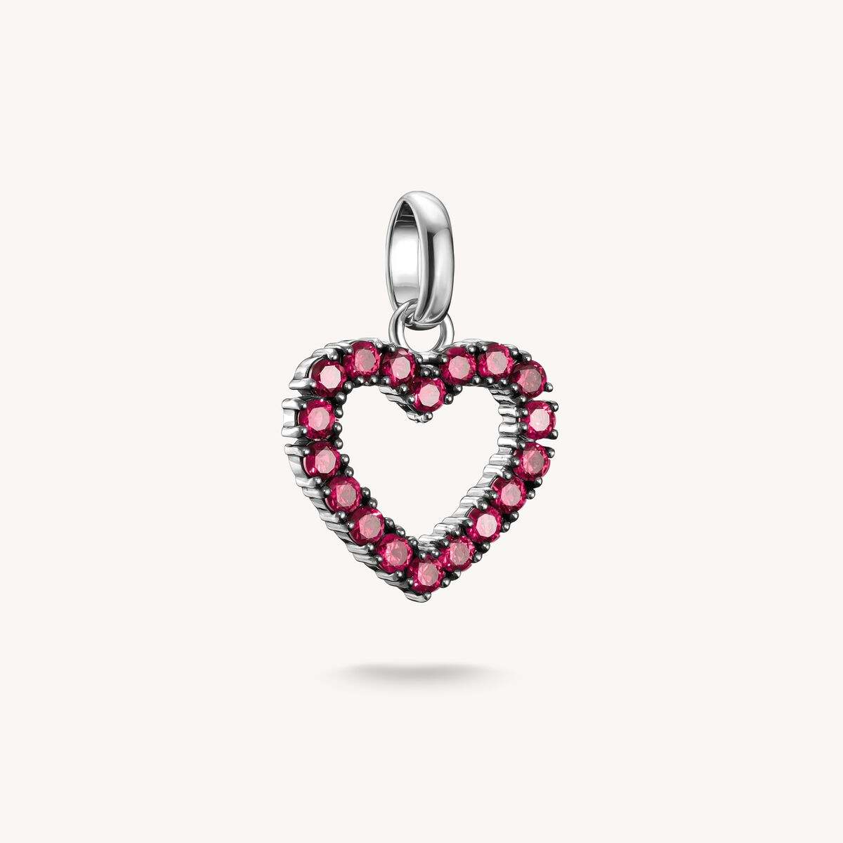 Thomas Sabo Silver Open Heart With Red Stones Connect Charm Pendant