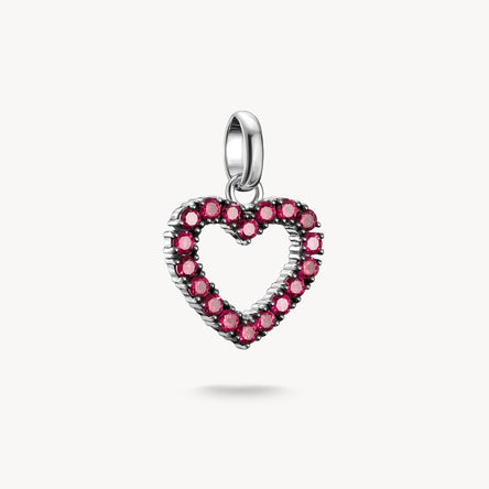 Thomas Sabo Silver Open Heart With Red Stones Connect Charm Pendant